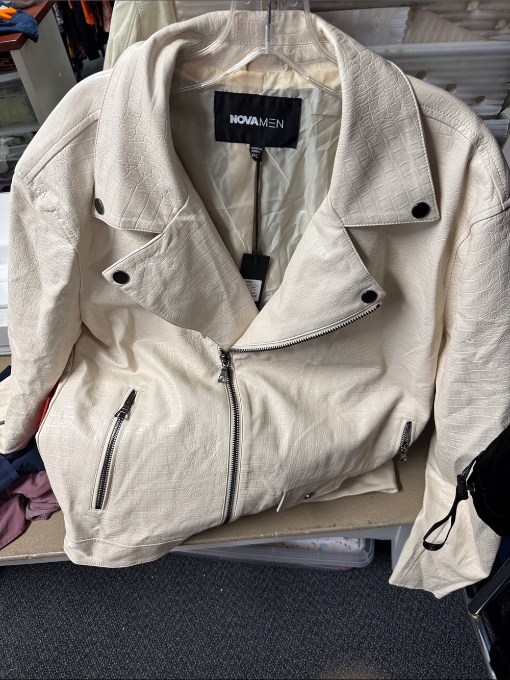 Fashion nova faux crocodile leather moto jacket xxl // 082674